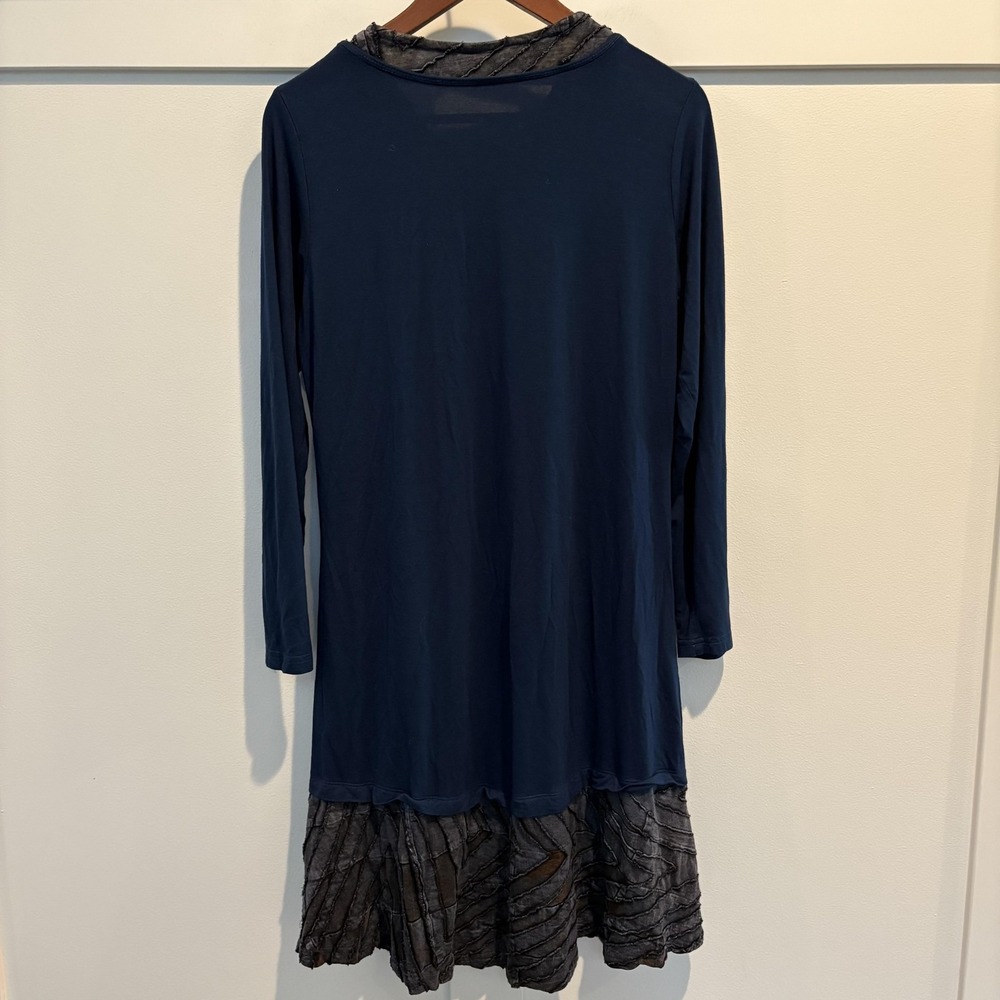 Parsley & Sage Dress Womens Small Blue Artsy Embroidered Boho Patchwork - Picture 9 of 13